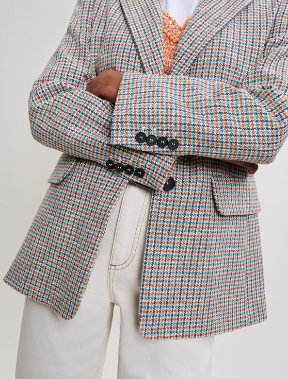 Puppytooth tweed-style tailored jacket : Coats & Jackets color 