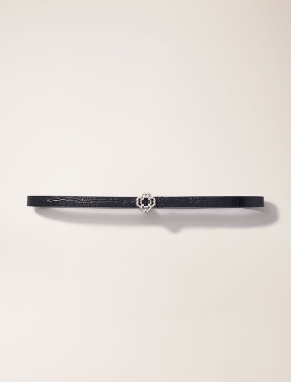 Slim mock croc leather Clover belt - Belts - MAJE