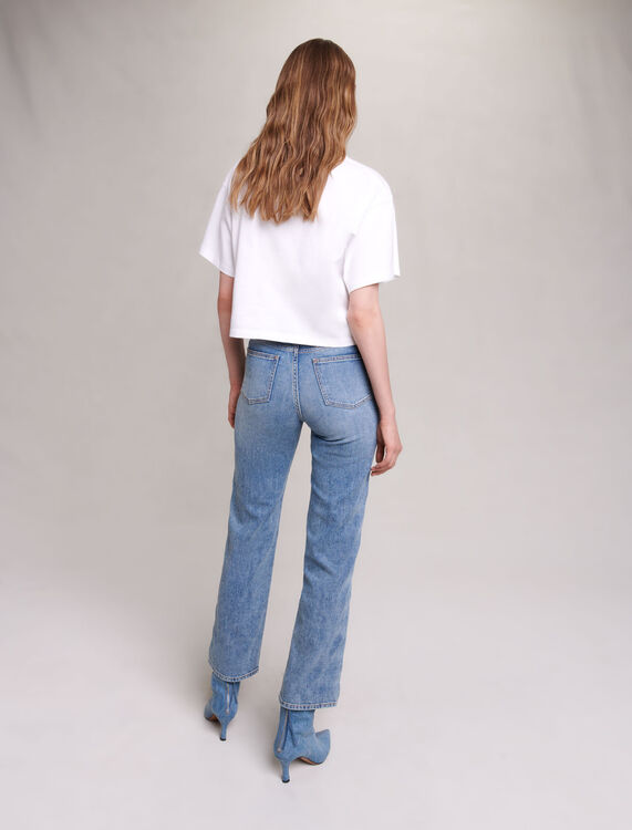Rhinestone butterfly cropped tee - T-Shirts - MAJE