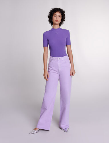 Clover embroidery top : View All color Purple