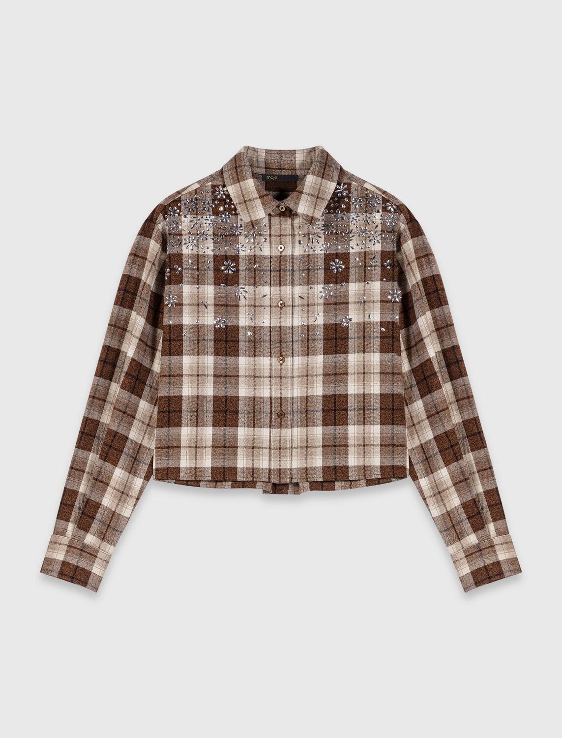Rhinestone checked shirt - Shirts - MAJE