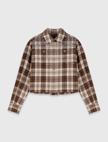 Rhinestone checked shirt : Shirts color Big Brown Check