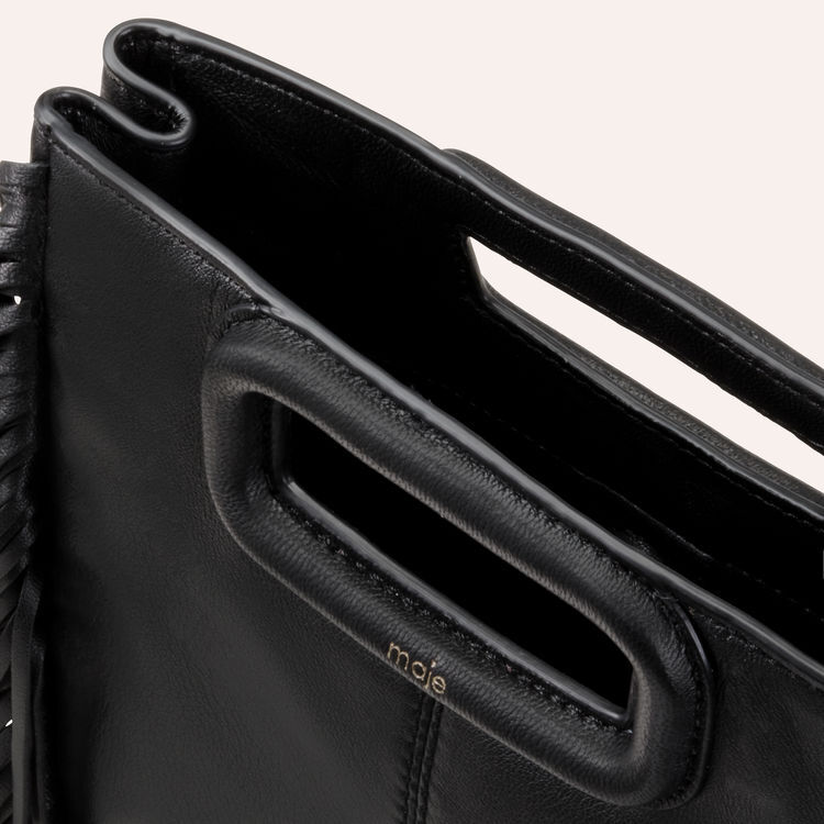 Smooth leather M bag with fringing -  - MAJE