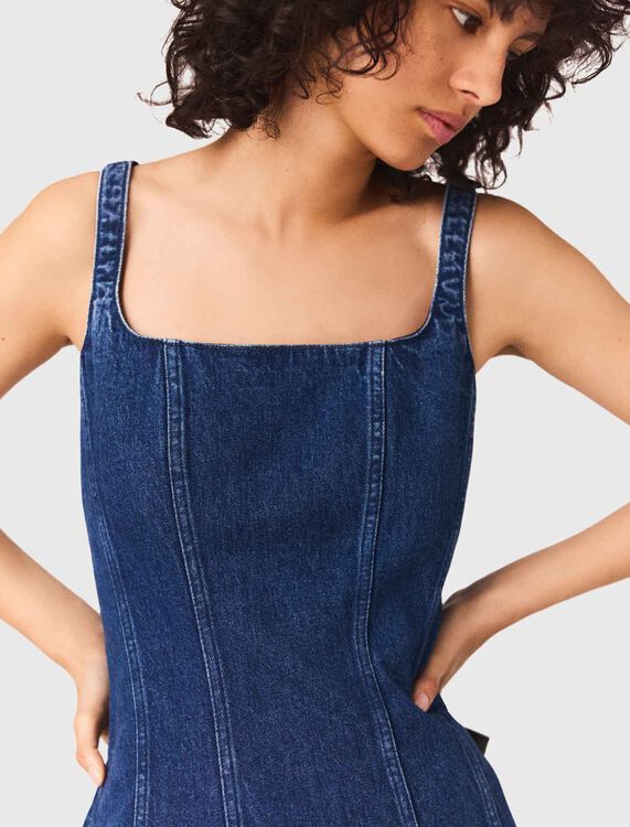 Short denim flared dress - Dresses - MAJE