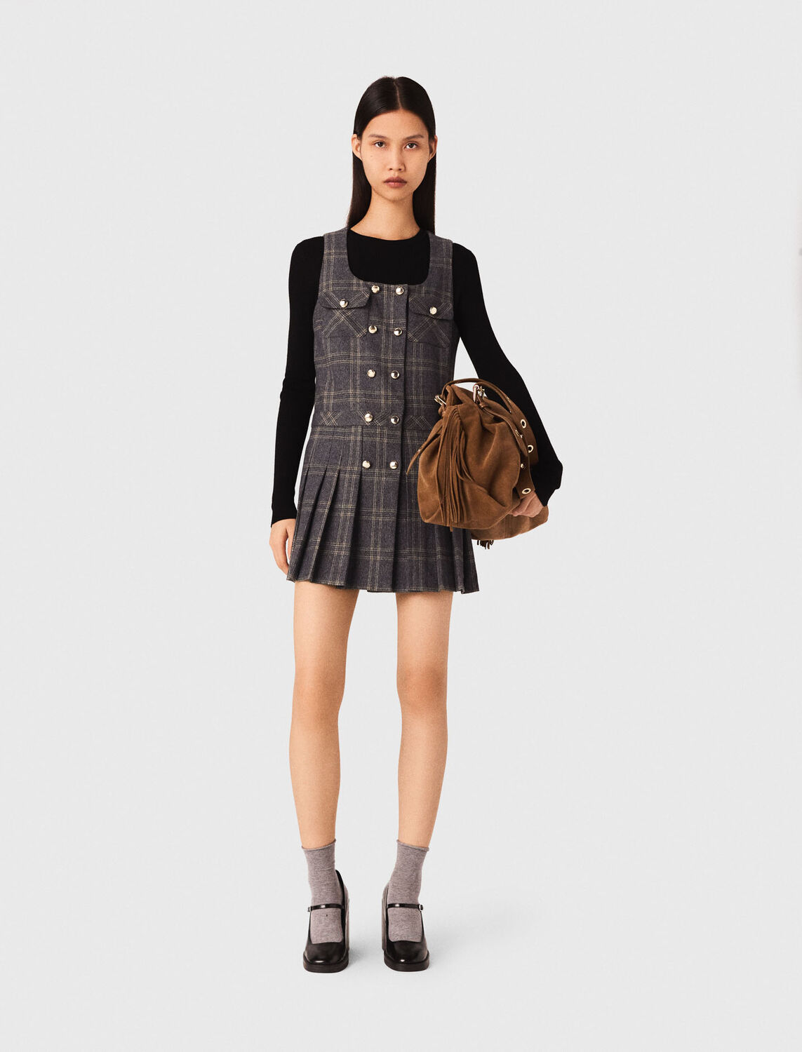 Short pleated checked dress - Dresses - MAJE