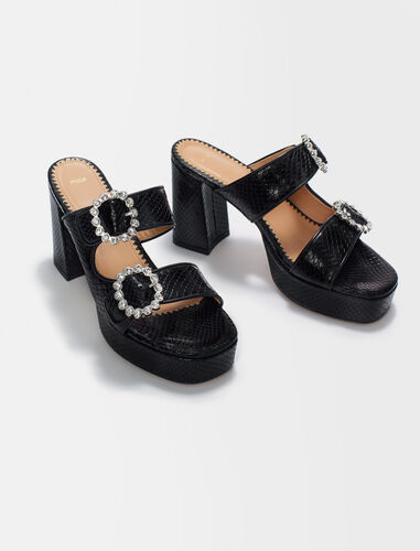Black heeled mules : Sling-Back & Sandals color Black