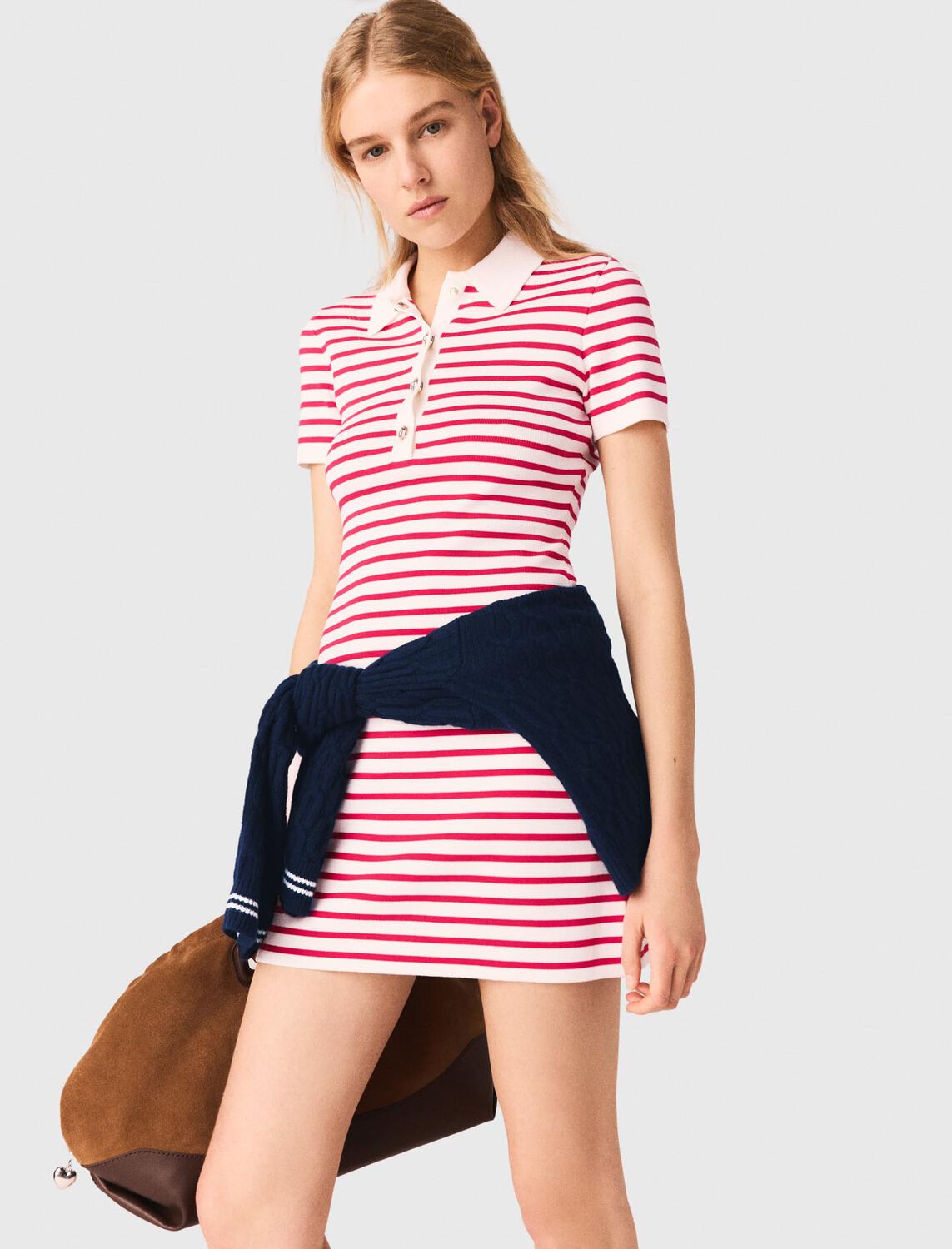 Striped polo dress : Dresses color Red