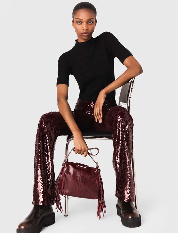 Sequin-embroidered trousers - Trousers & Jeans - MAJE