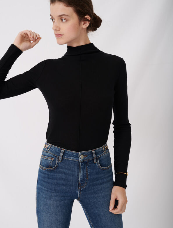 Long-sleeved sweater with high collar : Up to 60% off color 