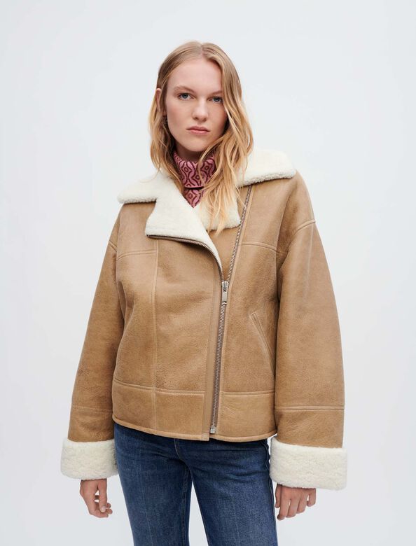 Two-tone shearling coat : Coats & Jackets color 