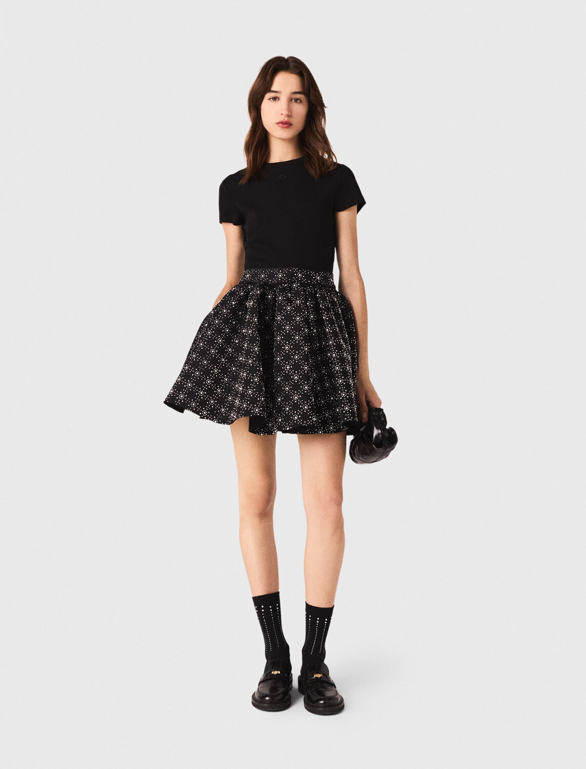 Pearl and rhinestone skater skirt - Skirts & Shorts - MAJE