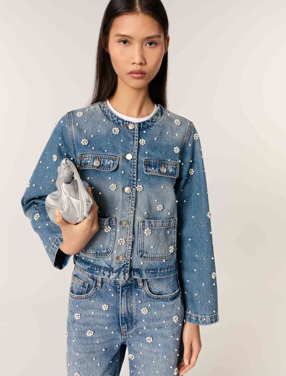 Embroidered denim jacket - Blazers & Jackets - MAJE