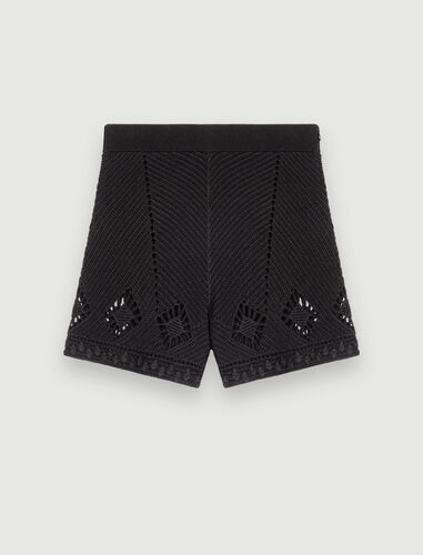 Crochet-knit shorts : Shirts color Black