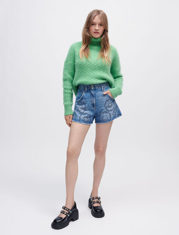 Denim shorts with rhinestones : Skirts & Shorts color 