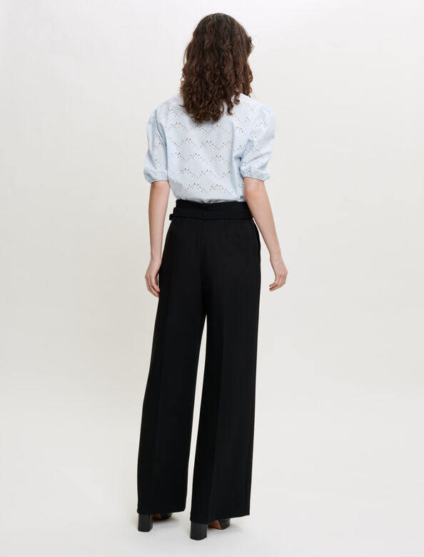 Wide belted trousers : Trousers & Jeans color Black