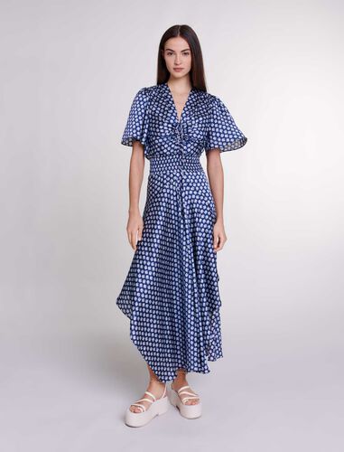 Patterned maxi dress : E-shop Pre-launch Collection color Clover navy/ecru