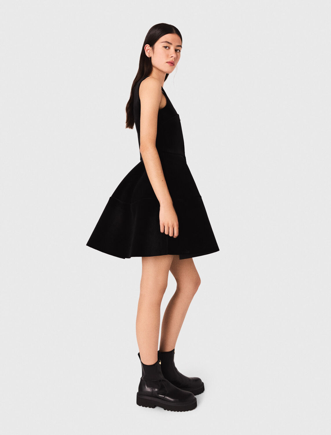 Short velvet skater dress - Dresses - MAJE