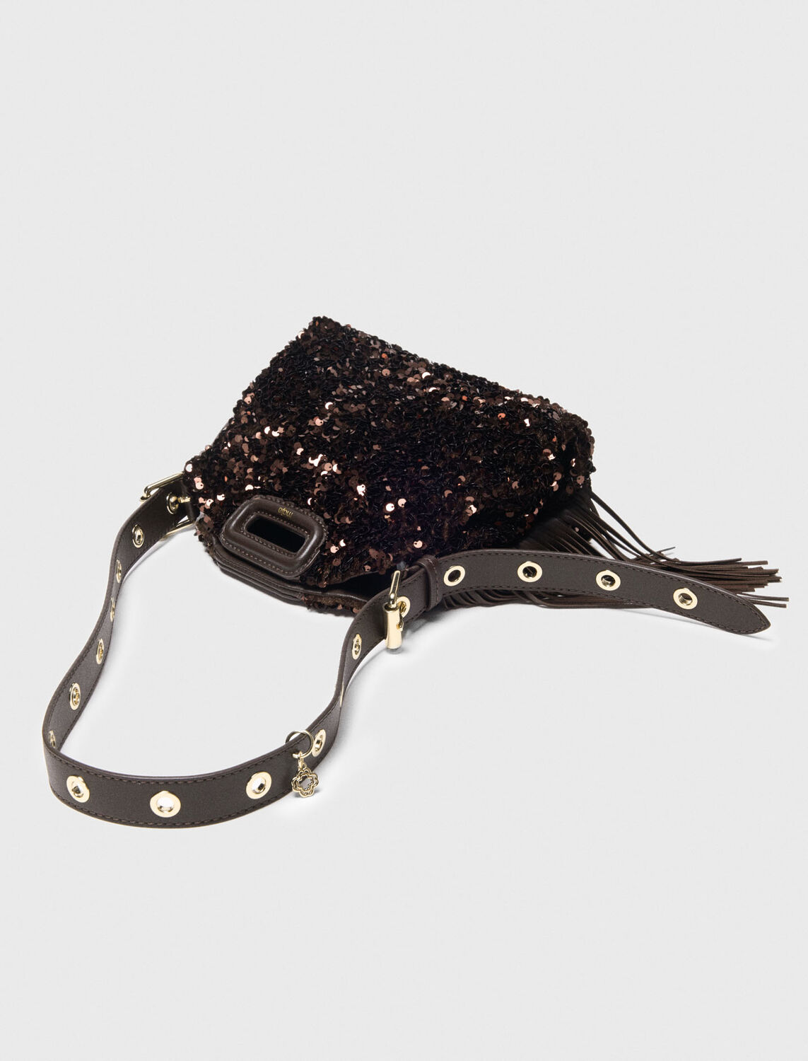 Sequinned Miss M mini bag : M Bag color brown