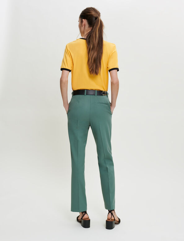 直筒纯色长裤 : Trousers & Jeans 顏色 绿色/GREEN
