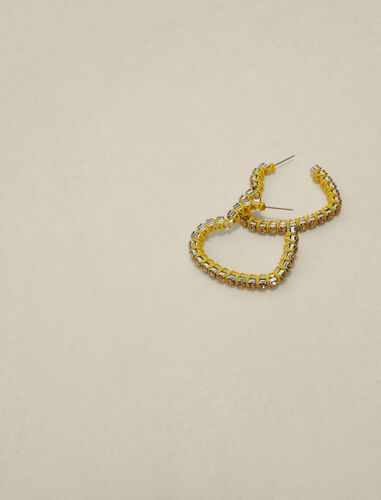 Rhinestone heart hoop earrings : Jewelry color Yellow