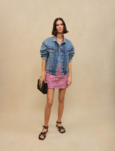 Denim jacket with rhinestones : Blazers color Light Blue