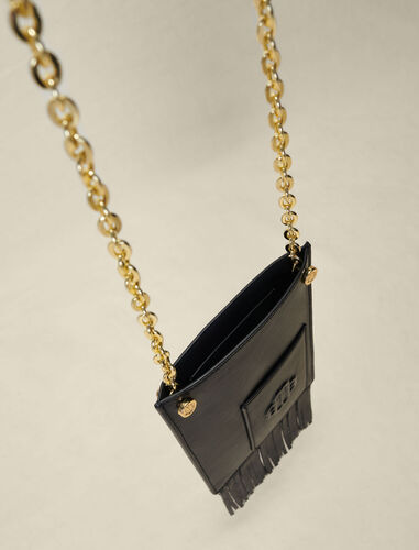 Leather fringe phone bag : Other Accessories color Vanilla Ecru