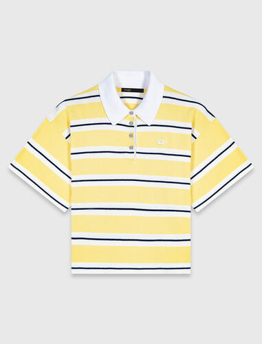 Striped short-sleeve polo : Sweaters & Cardigans color Pale Yellow