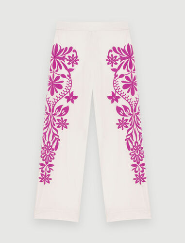 Embroidered wide-leg trousers : Trousers & Jeans color White