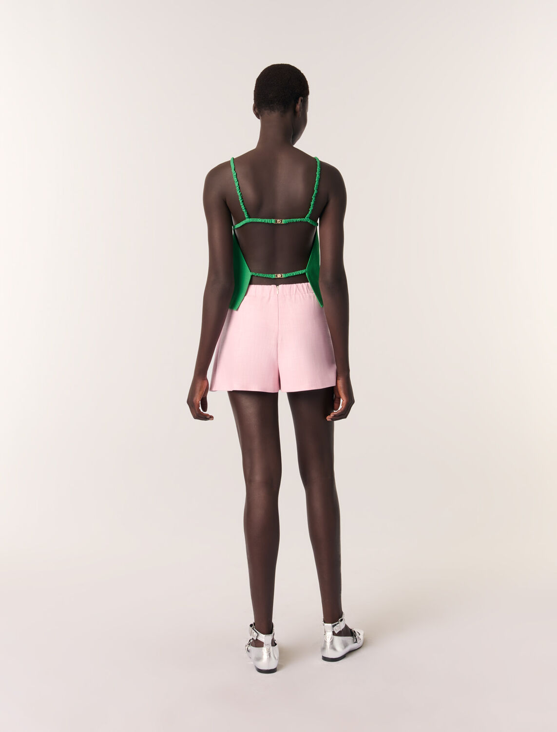 Layered-effect suit shorts : Skirts & Shorts color Pink