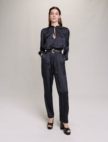 Long black cinched jumpsuit : Jumpshort & Jumpsuits color Black