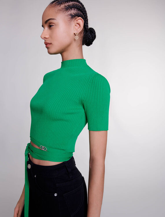 Knit crop top with ties -  - MAJE