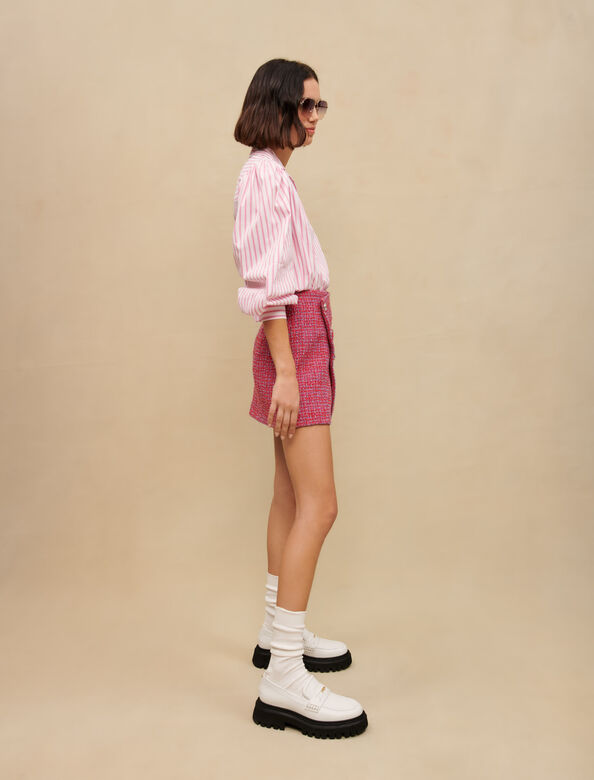 Wrap skirt in tweed : Bottoms color Fuchsia