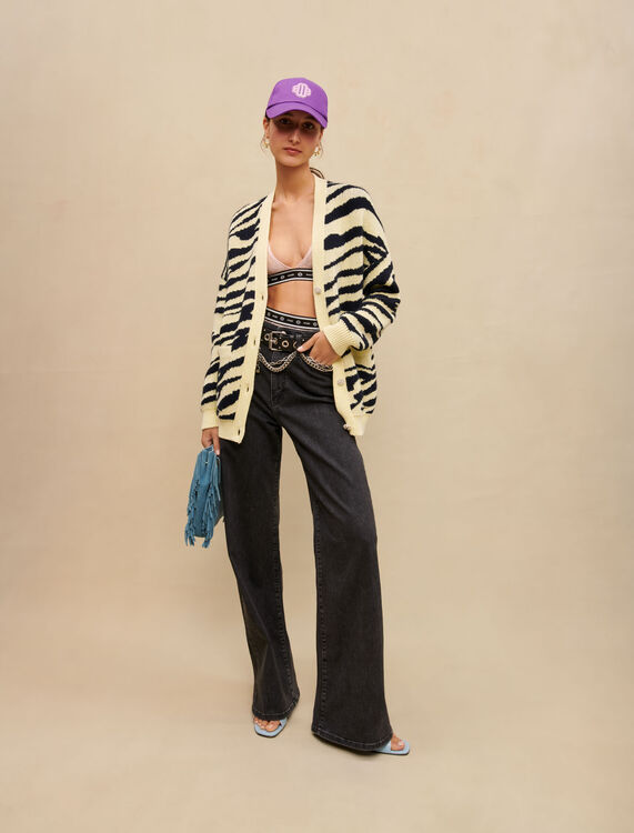 Yellow printed oversized cardigan - Sweaters & Cardigans - MAJE