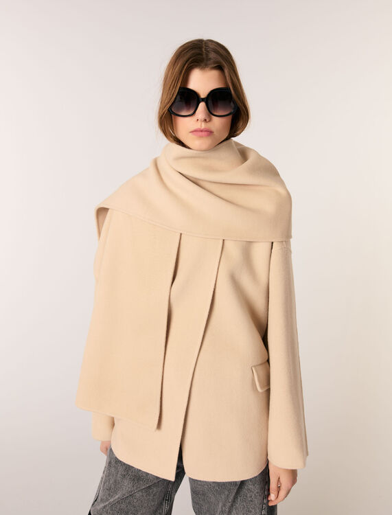 Double-faced coat with scarf - Coats - MAJE