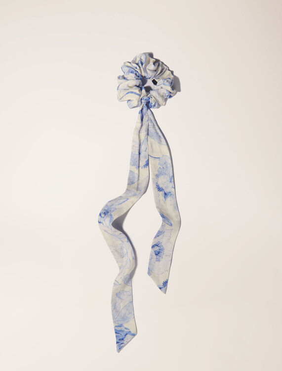 Watercolour theme scrunchie : Scarves and shawls color White/Blue