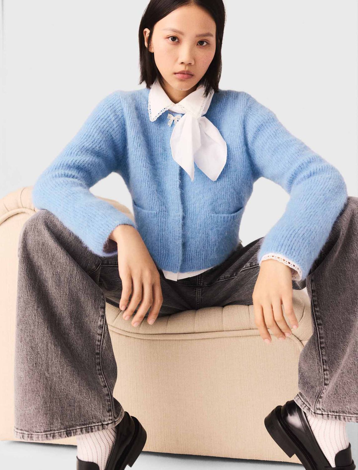 Jewelled bow cardigan : Sweaters & Cardigans color Pink