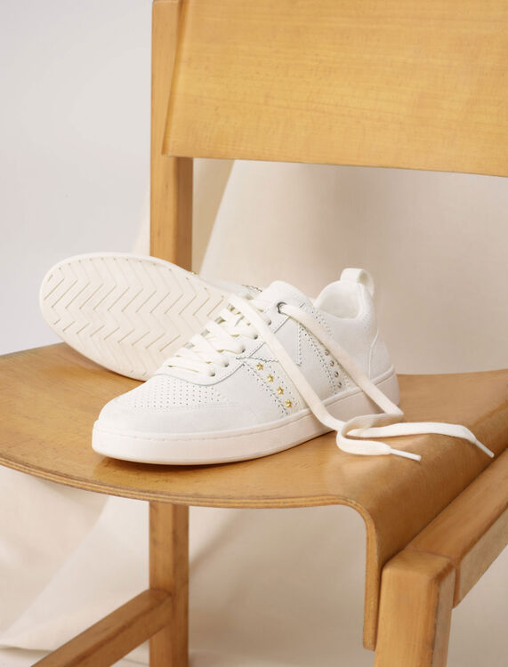 Studded white leather sneakers - Sneakers - MAJE