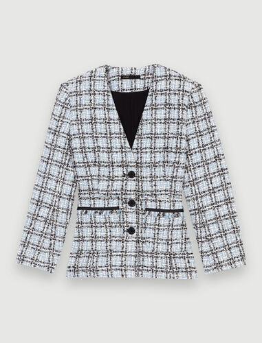 Tweed-effect tailored jacket : Blazers color Blue