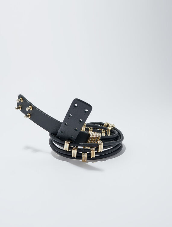 Mixed metal and leather belt -  - MAJE