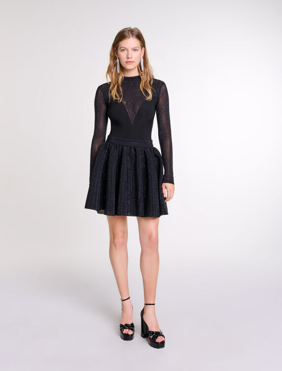 Short full rhinestone skirt : Skirts & Shorts color Black