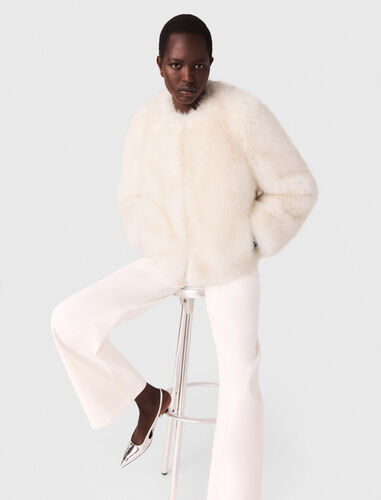 Short faux fur jacket : Coats color Ivory