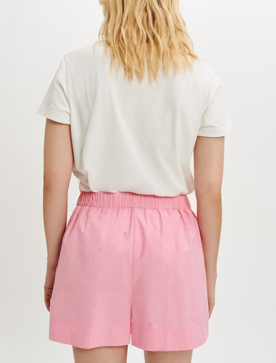 Embroidered poplin shorts - Skirts & Shorts - MAJE