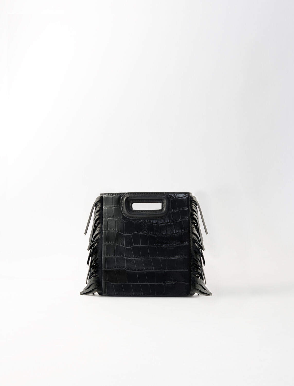 Mini embossed-leather M bag with chain - Bags - MAJE