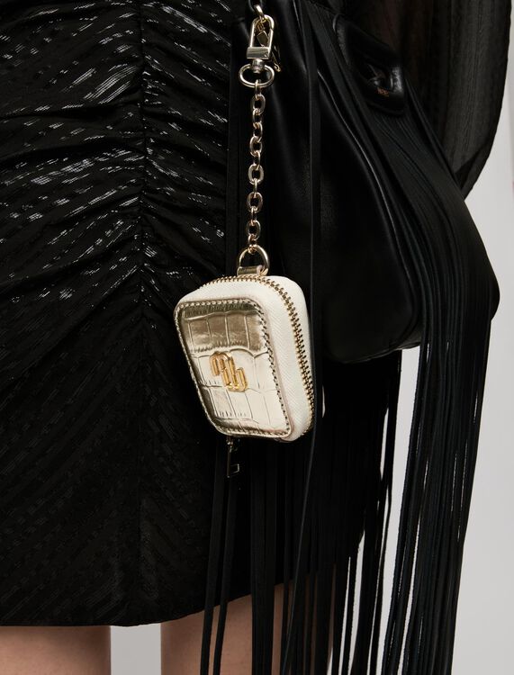 Embossed leather earphone case -  - MAJE
