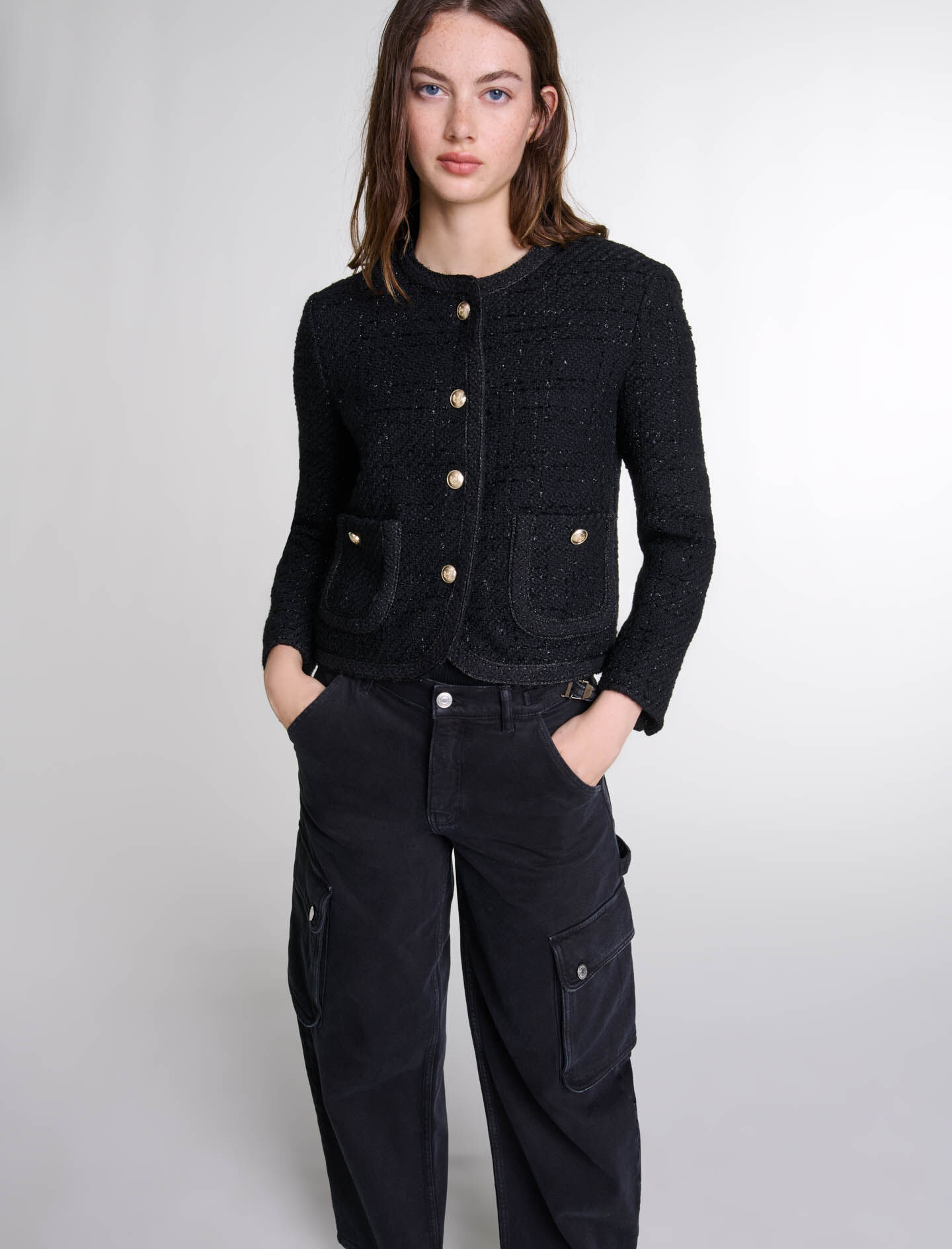 124VIBLEED Short tweed jacket - Blazers & Jackets - Maje.com