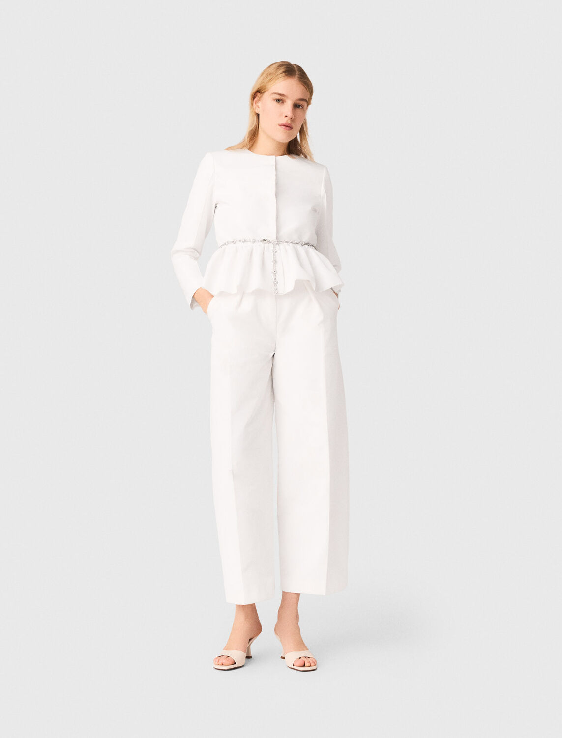 Cropped jacket with jewelled belt - Blazers & Jackets - MAJE