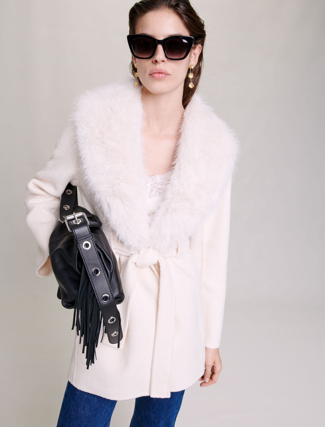 Belted short coat : Coats & Jackets color 