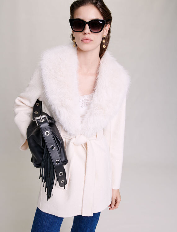 Belted short coat - Coats & Jackets - MAJE