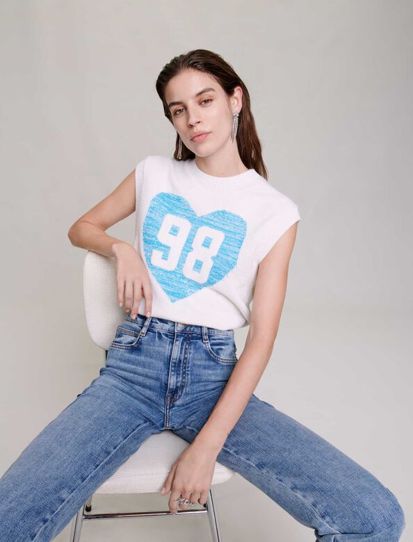 Sleeveless heart jumper : Sweaters & Cardigans color Ecru