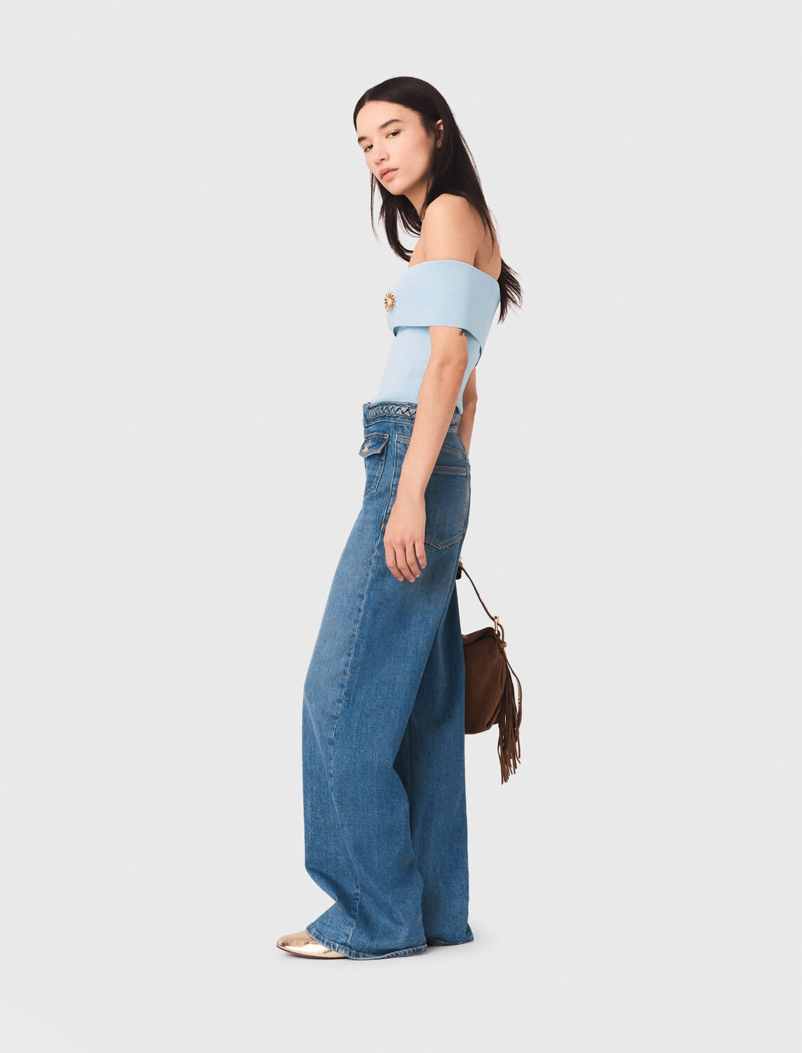 Braided flared jeans - Trousers & Jeans - MAJE